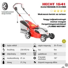 Kép 2/9 - HECHT 1641 Elektromos fűnyíró, 41cm, 1600W, fém ház, ékszíjas turbó motor