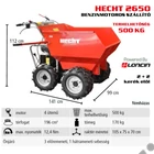 Kép 2/12 - HECHT 2650 benzinmotoros szállító, Loncin 196cm3, 3 előre, 1 hátra, 2+2 kerék elől, Max: 500kg-ig,
