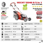 Kép 2/14 - HECHT 5046S 5IN1 Akkumulátoros önjáró fűgyűjtős fűnyíró, 46cm, 40V, oldalkidobó, mulcsbetét, akku és töltő nélkül (AKKU program 5040)