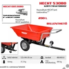 Kép 2/12 - HECHT 53080 utánfutó, szállító kocsi fűnyíró traktorhoz, 200 liter, max: 300kg, vonószerkezet nélkül
