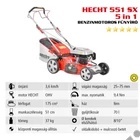 Kép 2/12 - HECHT 551 SX 5IN1 Benzinmotoros önjáró fűgyűjtős fűnyíró, 51cm, OHV 175cm3, oldalkidobó, mulcsbetét, csapágyazott kerék