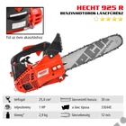 Kép 2/9 - HECHT 925 R Benzinmotoros egykezes láncfűrész 25.4 cm3, 1.0Le, lánc 3/8"-1.3-44 szem, vezető 30cm
