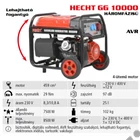 Kép 2/9 - HECHT GG 10000 Háromfázisú áramfejlesztő, 400V, Max: 8500W, 10,8A, Motor: OHV, 459cm3, AVR feszültségszabályzó, önindító, szállítókerék