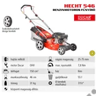 Kép 2/11 - HECHT 546 Benzinmotoros fűgyűjtős fűnyíró, 46cm, OHV 150cm3, csapágyazott kerék,