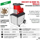 Kép 1/2 - HECHT 6300 XL SILENT Elektromos ágaprító, komposztáló, Maróhengeres, 3000W, ágátmérő: 4,5 cm, gyűjtődoboz