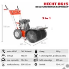 Kép 2/7 - HECHT 8615 Benzinmotoros önjáró seprőgép, takarítógép, 62cm, OHV 196cm3, 5+2 sebesség