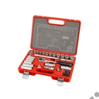 Kép 1/3 - EXTOL premium dugókulcs készlet CV., racsnis 45fog ; 3/8", 39db, normál(8-22mm) és hosszú(8-19mm)