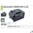 Kép 2/4 - EXTOL premium akkumlátor 20V, 4.0 Ah, SHARE 20V tipusú gépekhez