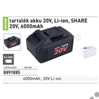 Kép 4/5 - EXTOL premium akkumlátor 20V, 6.0 Ah, SHARE 20V tipusú gépekhez