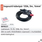 Kép 2/7 - EXTOL premium hegesztő kábelpár, földelőkábel csipesszel + munkakábel elektródafogóval, 120A, 5m, 16mm2, csatlakozó: 10-25