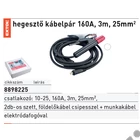 Kép 2/7 - EXTOL premium hegesztő kábelpár, földelőkábel csipesszel + munkakábel elektródafogóval, 160A, 3m, 25mm2, csatlakozó: 10-25