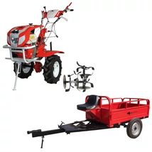 BISONTE BTA-1001 Benzinmotoros kapálógép, rotációs kapa, 232cm3, 8.5 LE, 2x3 kapatag, 2+1 sebesség, + BTA-500R utánfutó + gumikerék