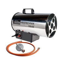 Gázos GGH 10 INOX PB-gázos hőlégfúvó ventillátoros, 10kW, légszállítás: 500 m3/óra, tömlővel és gázreduktorral