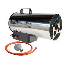 Güde GGH 17 INOX PB-gázos hőlégfúvó ventillátoros, 17kW, légszállítás: 500 m3/óra, tömlővel és gázreduktorral