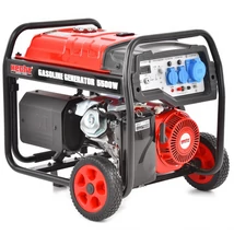 HECHT GG 6500 Egyfázisú áramfejlesztő, 230V, Max: 5500W, 21,7A, Motor: OHV, 389cm3, AVR feszültségszabályzó, önindító, szállítókerék
