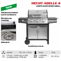 HECHT ADELLE 4 kerti gázüzemű grill, 13,0 kW, 4+1 égőfej, Sütőfelület: 60x40cm