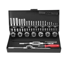 EXTOL premium menetfúró menetmetsző készlet, fém dobozban; 32db M3-M12, jó minőségű szénacél