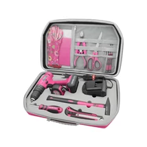 EXTOL Lady akkumlátoros ütvefúró csavarbehajtó, gyorstokmány, 12V, 2.0 Ah akkuval és töltővel, +szerszámkészlet