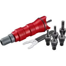 FORTUM fúrógép adapter, POP-NUT szegecsanyákhoz, 6 db, M3-M4-M5-M6-M8; 1/4" hatszög befogás,