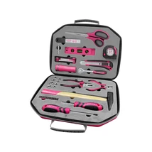 EXTOL lady szerszámkészlet, 47db, 1/4"; Extol Lady, rózsaszín, 8 dugófej (5-14mm), fogó, csavarhúzók, kalapács, BIT-ek, vízmérték