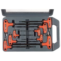 EXTOL premium imbuszkulcs klt. 9db, gömbfejű (25° munkaszög), CV., gumírozott T-nyelű, 2, 2,5, 3, 4, 5, 6, 7, 8, 10mm, műanyag koffer