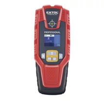 EXTOL premium digitális detektor, rejtett fém (vas, réz, alu) és fa tárgyak, illetve feszültség alatti vezeték keresésére, LCD kijelző