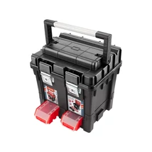 EXTOL premium szerszámosláda profi erős, műanyag 440×350×440mm, fémcsatos, tálcával, lakatolható, ALU nyél