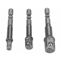 EXTOL craft dugókulcs adapter készlet 3db-os; 1/4" BIT befogás, 1/4" - 3/8" - 1/2" dugókulcshoz