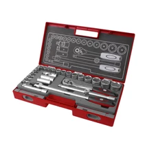 FORTUM dugókulcs készlet 1/2", 27db-os, Méret: 8-34mm-ig, Anyaga: 61CrV5; mattkróm