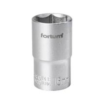 FORTUM Dugókulcs betét, 1/2" csatlakozó, 16mm, hatszög, hossza: 38mm, anyag: 61CrV5, mattkróm