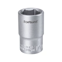 FORTUM Dugókulcs betét, 1/2" csatlakozó, 17mm, hatszög, hossza: 38mm, anyag: 61CrV5, mattkróm