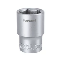 FORTUM Dugókulcs betét, 1/2" csatlakozó, 19mm, hatszög, hossza: 38mm, anyag: 61CrV5, mattkróm