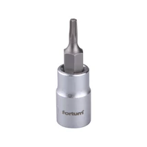 FORTUM Dugókulcs betét, 1/4" csatlakozó, TX10 Torx Bitfejjel, hossza: 37mm, anyag: 61CrV5/S2, mattkróm