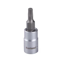 FORTUM Dugókulcs betét, 1/4" csatlakozó, TX20 Torx Bitfejjel, hossza: 37mm, anyag: 61CrV5/S2, mattkróm