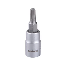 FORTUM Dugókulcs betét, 1/4" csatlakozó, TX25 Torx Bitfejjel, hossza: 37mm, anyag: 61CrV5/S2, mattkróm