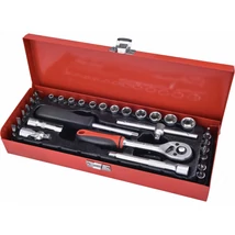 EXTOL premium dugókulcs készlet 1/4", 30db-os, Méret: 4-14mm-ig, Anyaga: CrV, +BIT, fém doboz