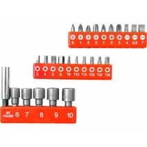 EXTOL premium bit készlet 26db-os, CV.-Mo ; PH,PZ,lapos,torx, hexagonális, mágn. bittartó, dugókulcsok
