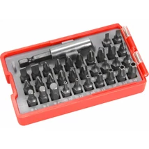 EXTOL premium BIT készlet 33 db Cr.V., lapos:3-6mm, PH1-3, PZ1-3, HEX 1,5-6mm, TTa 10-40,  övre akasztható műanyag tartóban