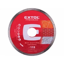 EXTOL premium vágókorong, vágótárcsa, Méret: 115mmx1,8mmx22,2mm, ipari gyémánt, Csempe, kerámia vizes vágásra