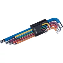 EXTOL premium imbuszkulcs, hatszög HEX, 1,5-2-2,5-3-4-5-6-8-10mm, Anyaga:  CrV acél, krómozott, gömbfej 30°-os szög