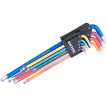 EXTOL premium TORX kulcskészlet T10-15-20-25-27-30-40-45-50,  Anyaga:  CrV acél, gömbfej 30°-os szög