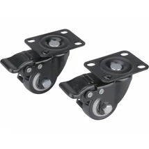 EXTOL premium készülékgörgő 2 db, önbeálló, rögzítőfékkel, fekete PVC, golyóscsapággyal, 40mm, max. teherbírás: 30 kg/db
