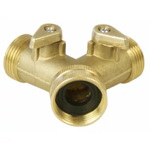 EXTOL premium elzárható Y-csatlakozó; 3/4" belső, 2X3/4" külső menettel, SÁRGARÉZ