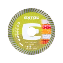 EXTOL craft vágókorong, vágótárcsa, Méret: 115mmx2,0mmx22,2mm, TURBO ipari gyémánt, beton, tégla, cserép, száraz vágásra
