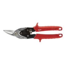 MILWAUKEE lemezvágó olló, kis sugarú balos vágáshoz, hossz: 260mm, Színkódolt: piros