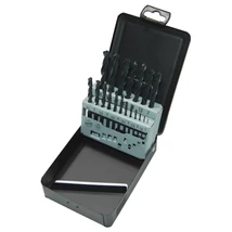 Milwaukee Fémfúró készlet gyorsacél HSS-R, 118° szögű fúróél, Ø 1-10mm-ig, 19 részes, fém dobozban, fekete