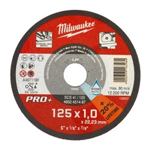 Milwaukee vágókorong, vágótárcsa fémhez, acélhoz, rozsdamentes és saválló is, 125×1×22,2mm, max 12200 ford/perc, Made In Germany, 1db