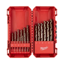 Milwaukee Fémfúró készlet RED Cobalt HSS-G CO, 135° szögű fúróél, Ø 1-10mm-ig, 19 részes, műanyag dobozban