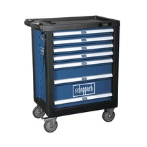 Scheppach TW 1000 - Műhelykocsi, szerszámoskocsi szerszámokkal, 7 fiókos, 263 db-os