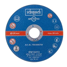 Scheppach vágókorong, vágótárcsa acélhoz/inoxhoz, 125×1,2×22,2mm, 12db